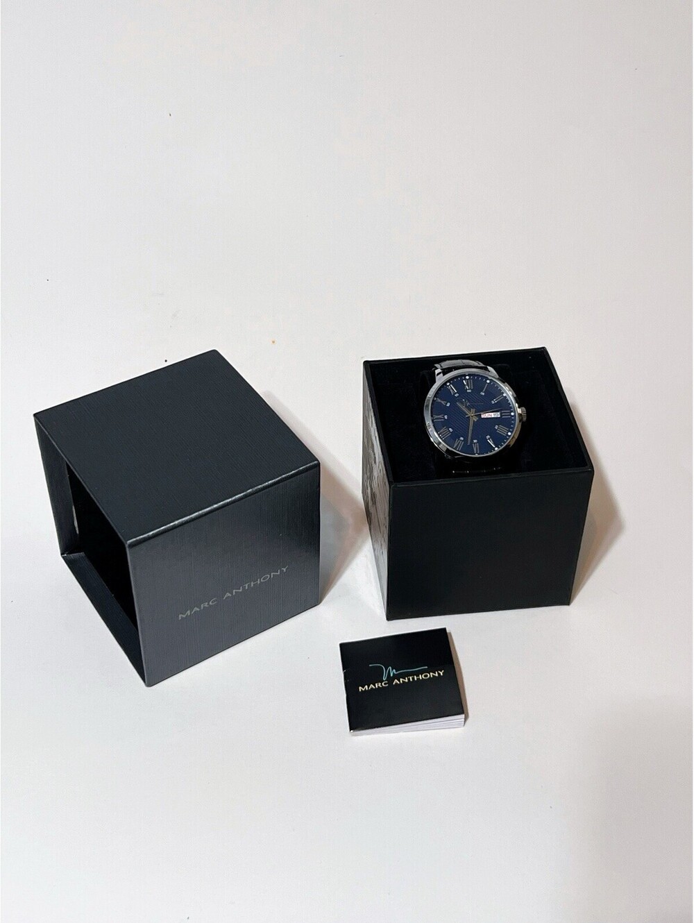 Marc Anthony FMDMA529 Mens Black Leather Analog Dial Quartz Watch New Battery